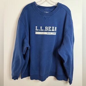 Vintage 90’s LL Bean Crewneck Sweatshirt Stitched Blue XXL